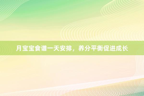 月宝宝食谱一天安排，养分平衡促进成长